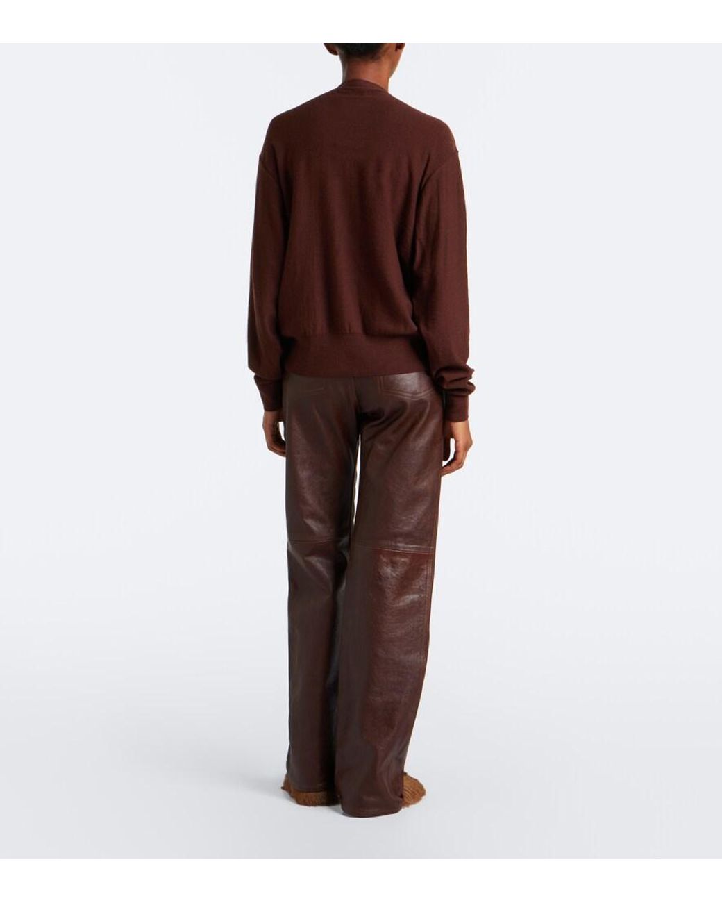 Lemaire Brown Leather Straight Pants