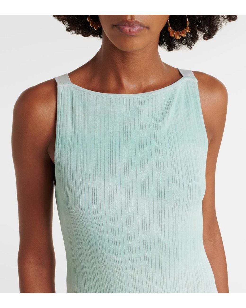 Staud White Bryn Printed Compact Knit Midi Dress