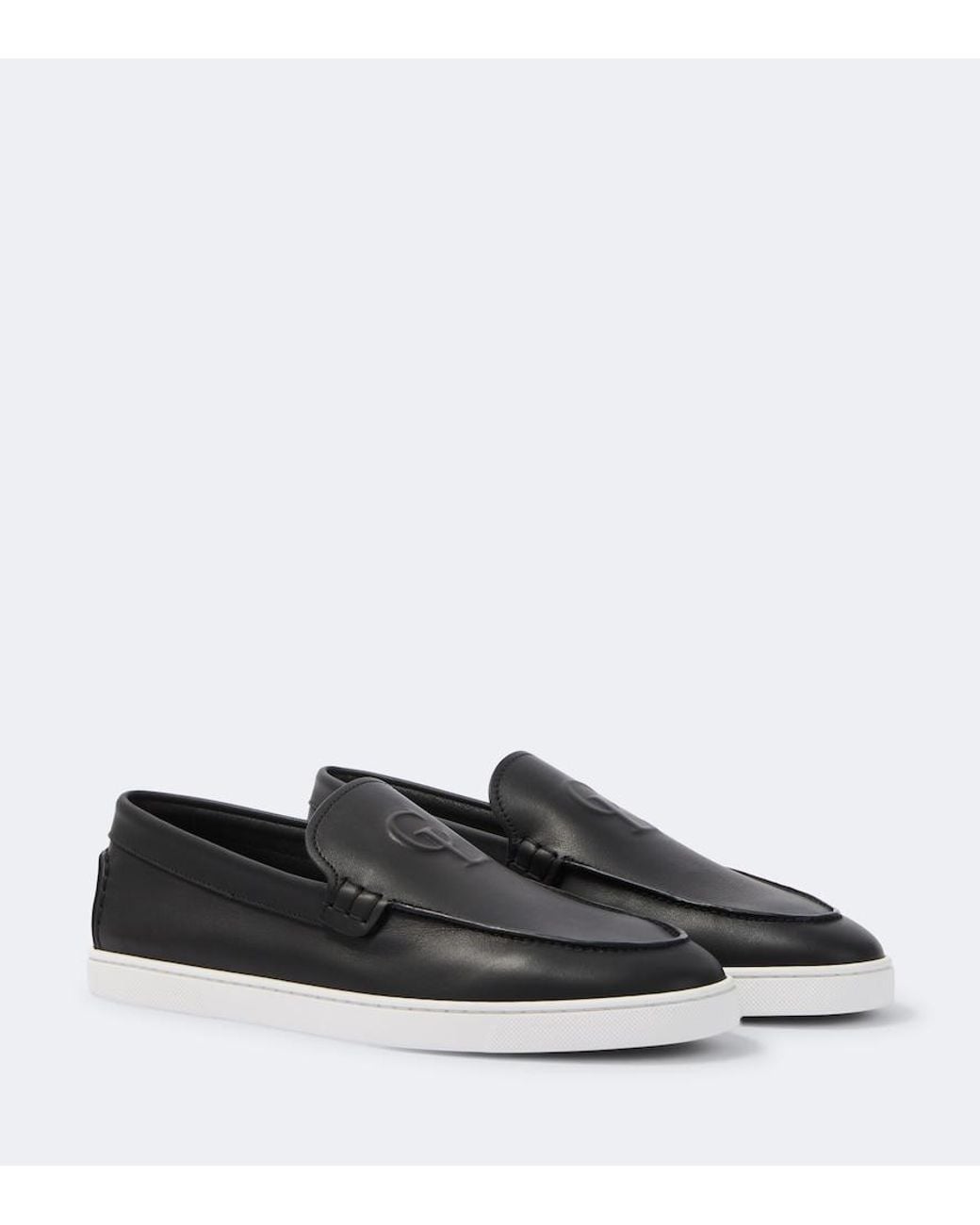 Christian Louboutin Black Neoclboat Leather Slip-On Shoes for men