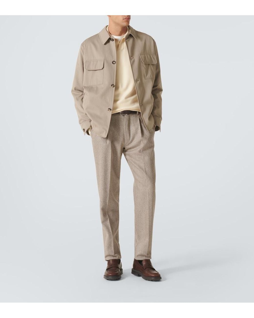 Loro Piana Natural Wool Polo Sweater for men