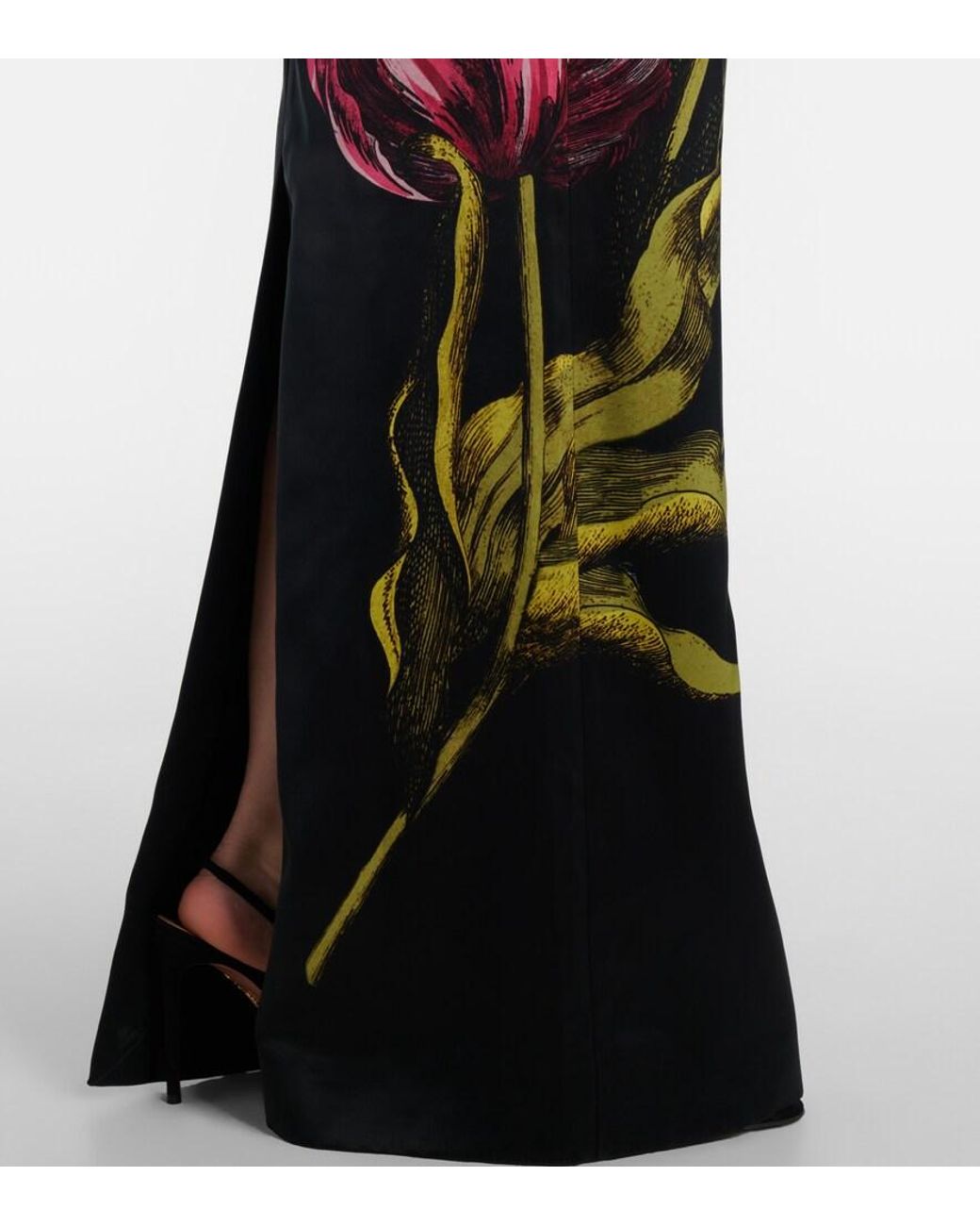 Erdem Black Floral Duchess Satin Gown