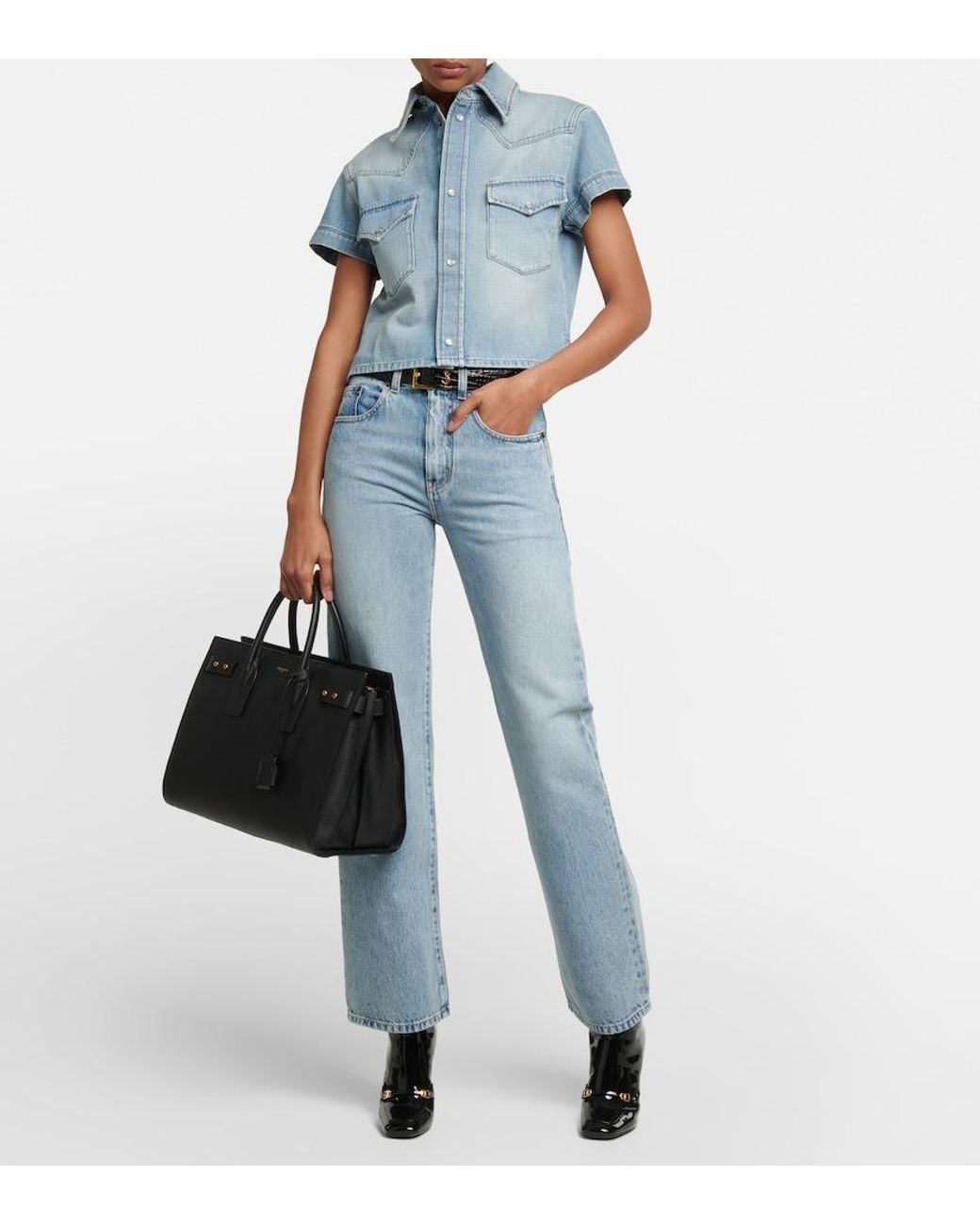 Sac Cabas Sac Du Jour Saint Laurent en coloris Black