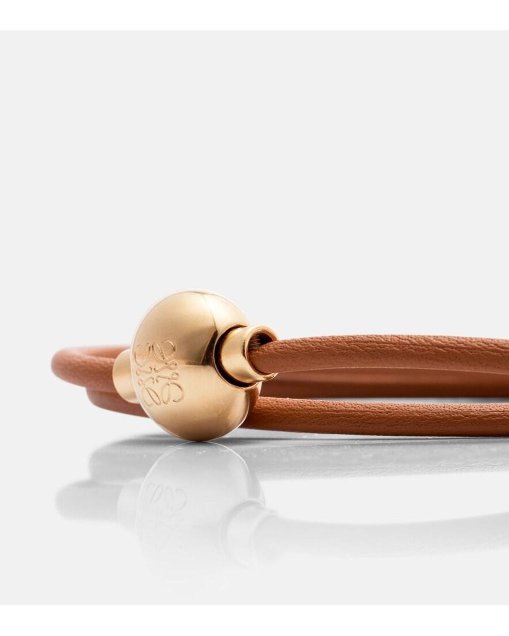 Loewe Brown Anagram Embellished Leather Bracelet