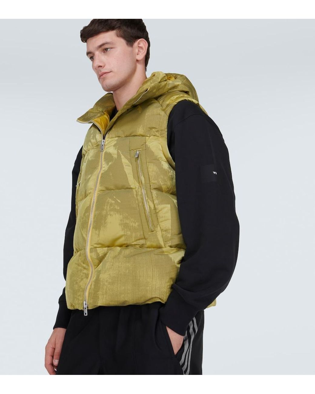 Y-3 Green Trompe-L'Oil Down Vest for men