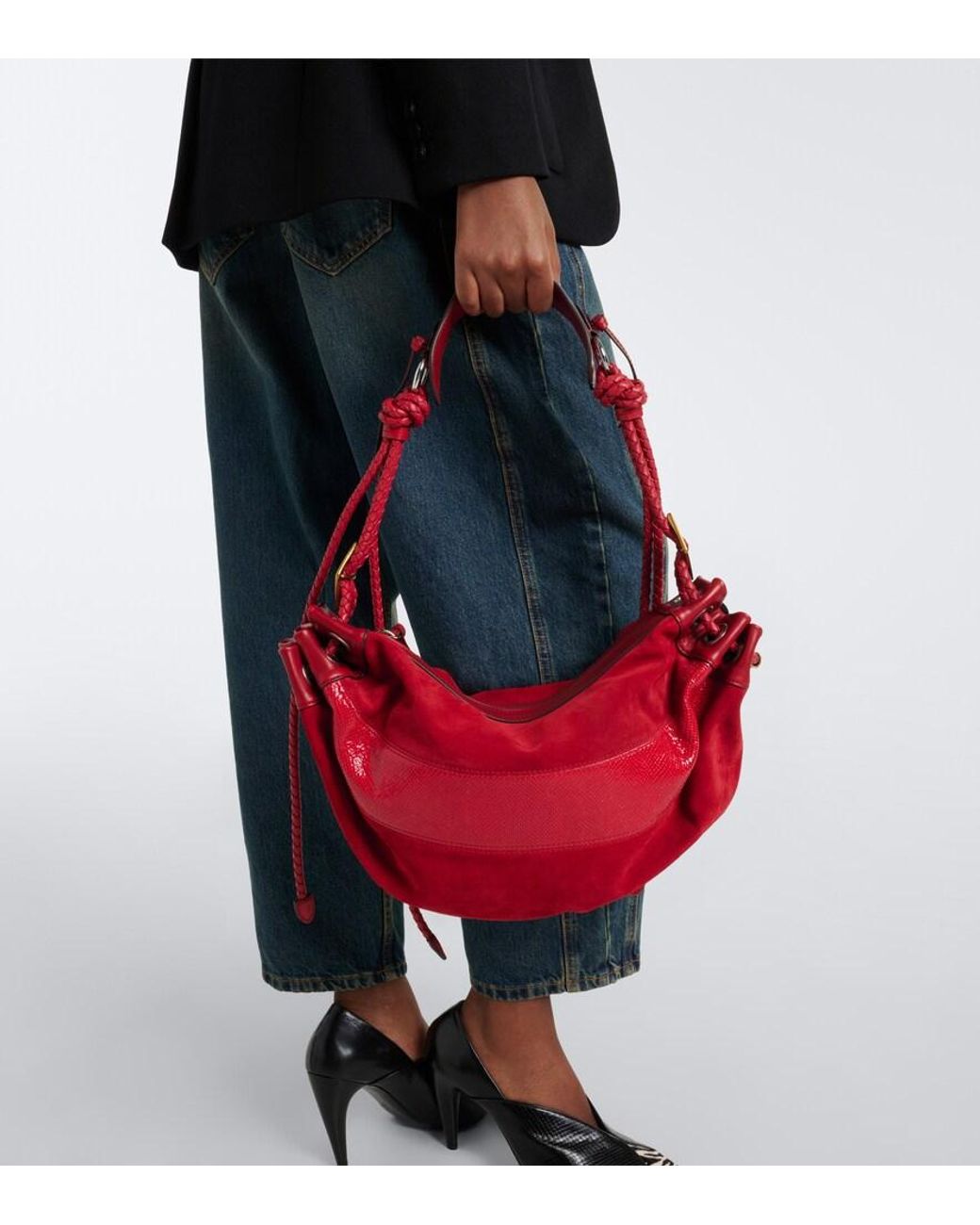 Isabel Marant Red Maia Medium Suede And Leather Shoulder Bag