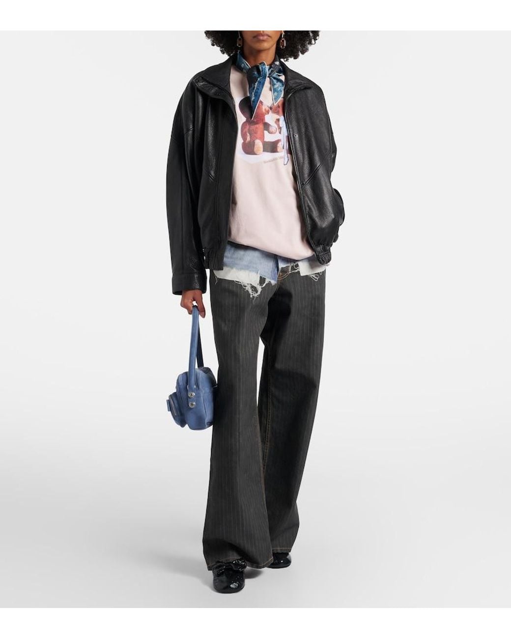 Acne Blue Schultertasche Camero Party Aus Veloursleder