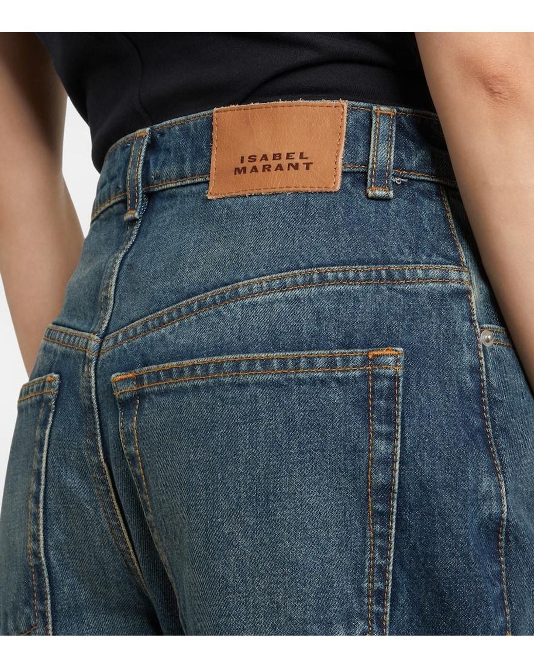 Isabel Marant Blue Dromie Mid-Rise Straight Jeans