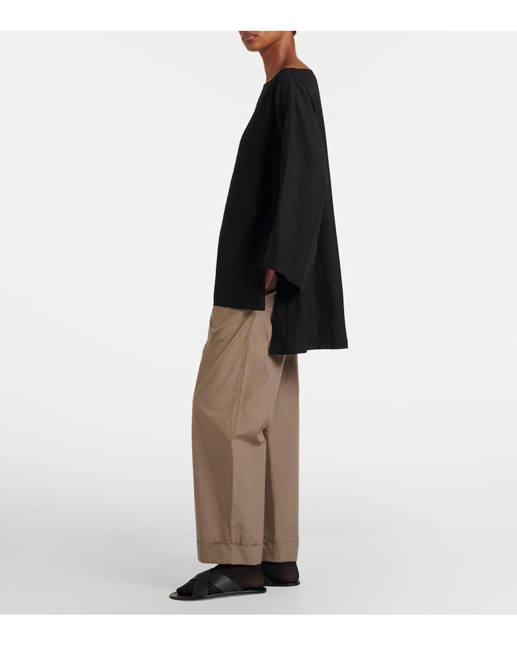 The Row Black Junia Linen Top