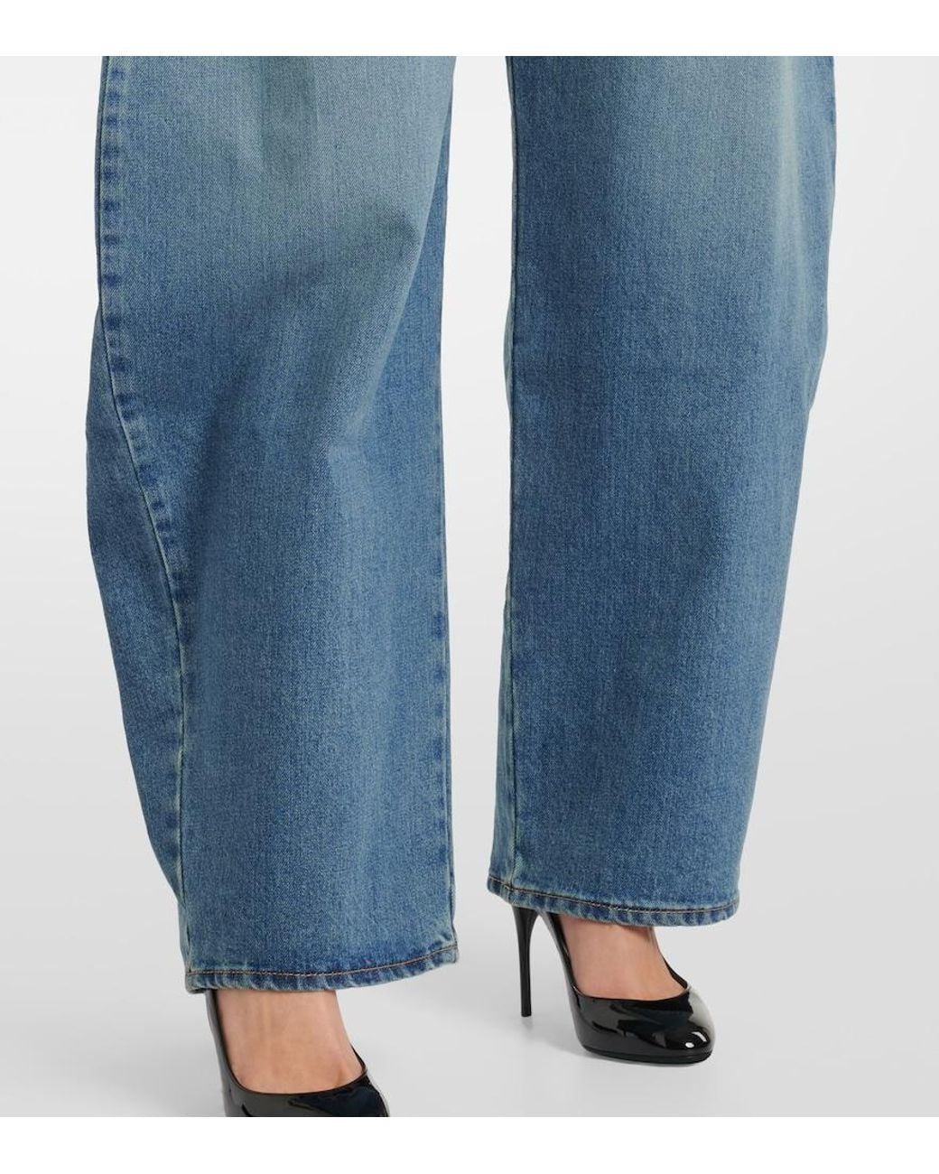 Alaïa Blue High-Rise Barrel-Leg Jeans