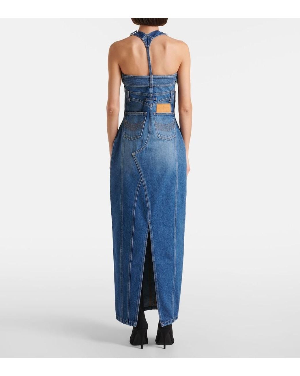 Jean Paul Gaultier Blue Overall Detail Denim Dress