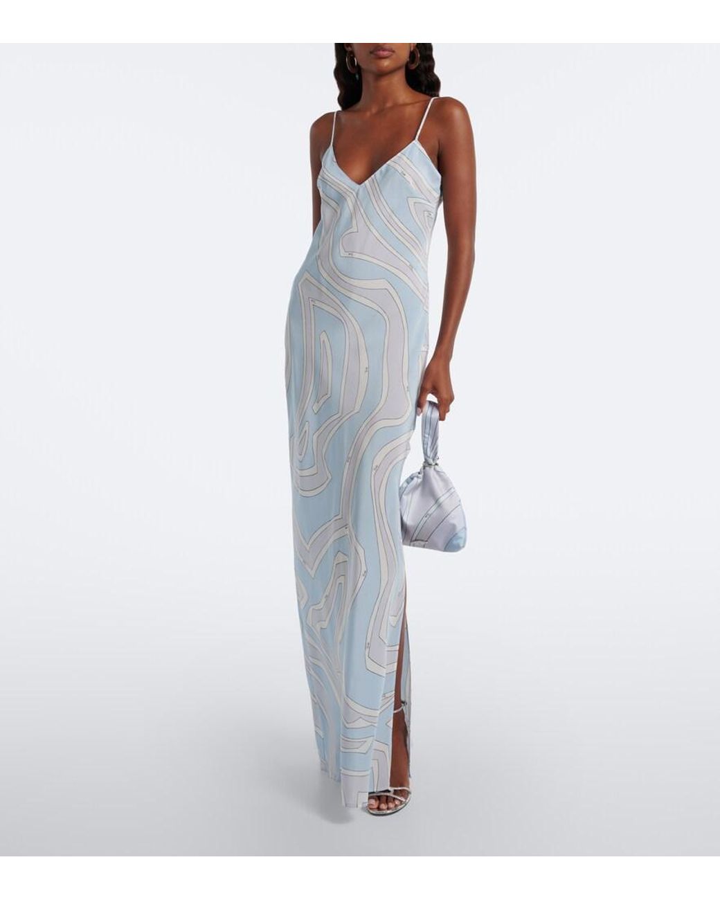 Emilio Pucci Blue Emilio Iride Silk Twill Top-Handle Bag