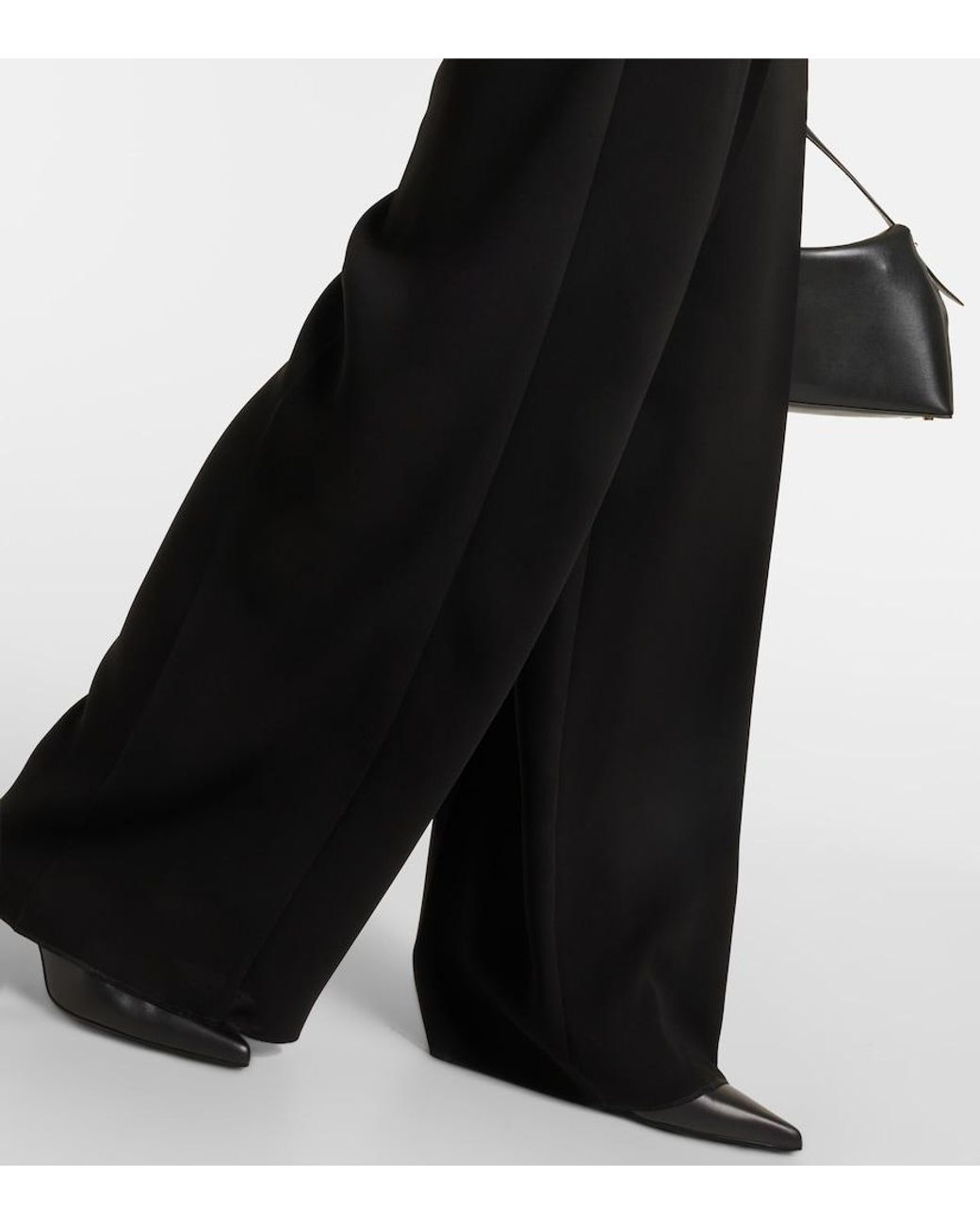 Max Mara Black Pleated Cady Wide-Leg Pants