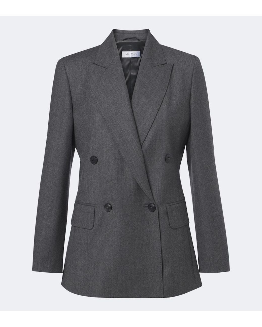 Max Mara Black Double-Breasted Wool-Blend Blazer