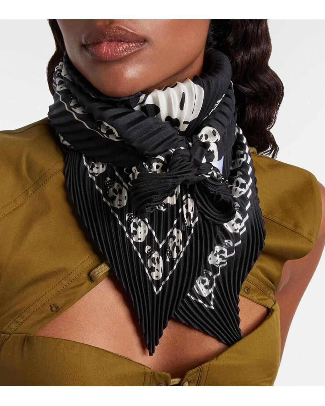 McQueen Black Skull Silk Scarf