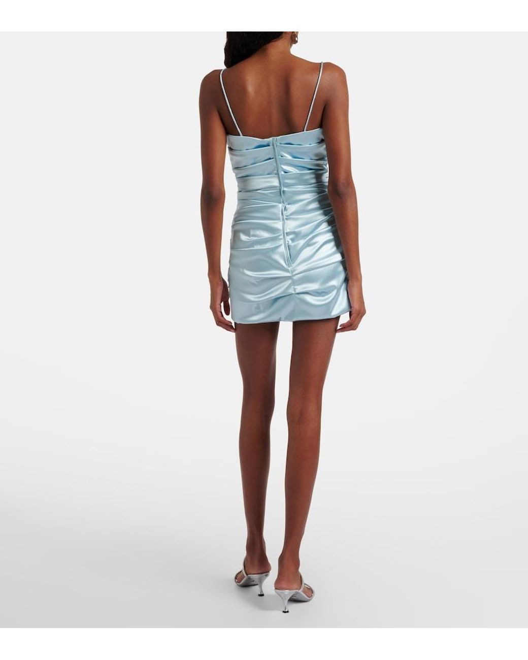Dolce & Gabbana Blue Ruched Satin Minidress