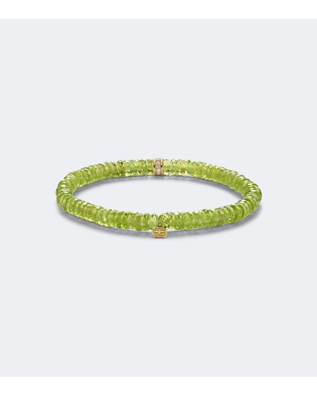 Sydney Evan Green 14Kt Beaded Bracelet With Peridot And Diamonds for men