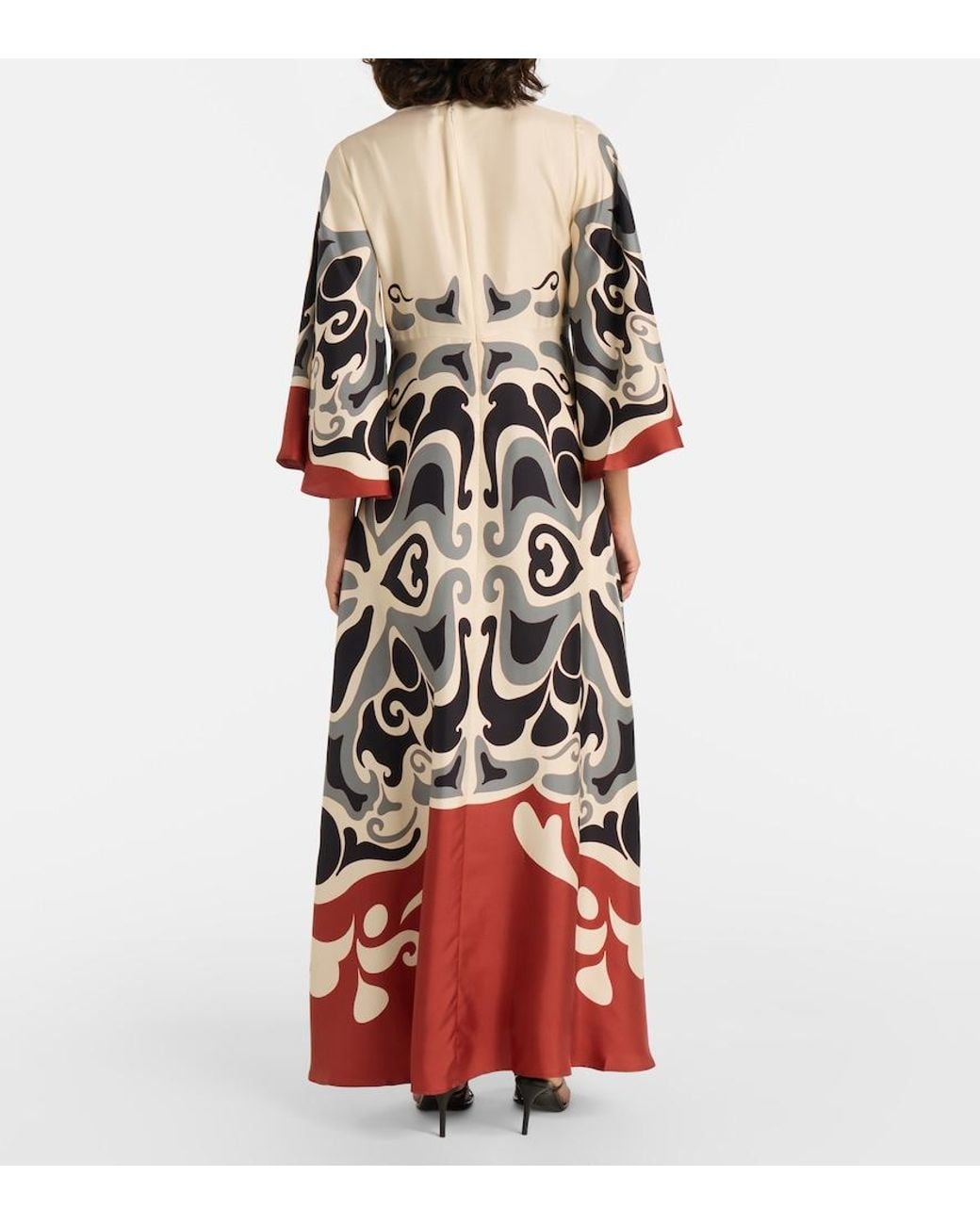 LaDoubleJ Red Phoenix Placee Silk Twill Maxi Dress