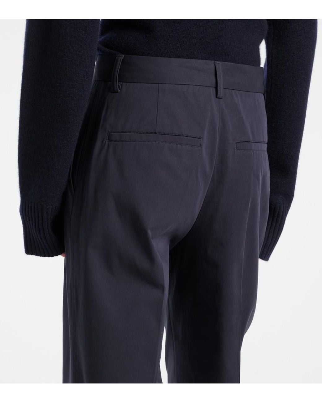 Totême Blue High-Rise Cotton Straight Pants