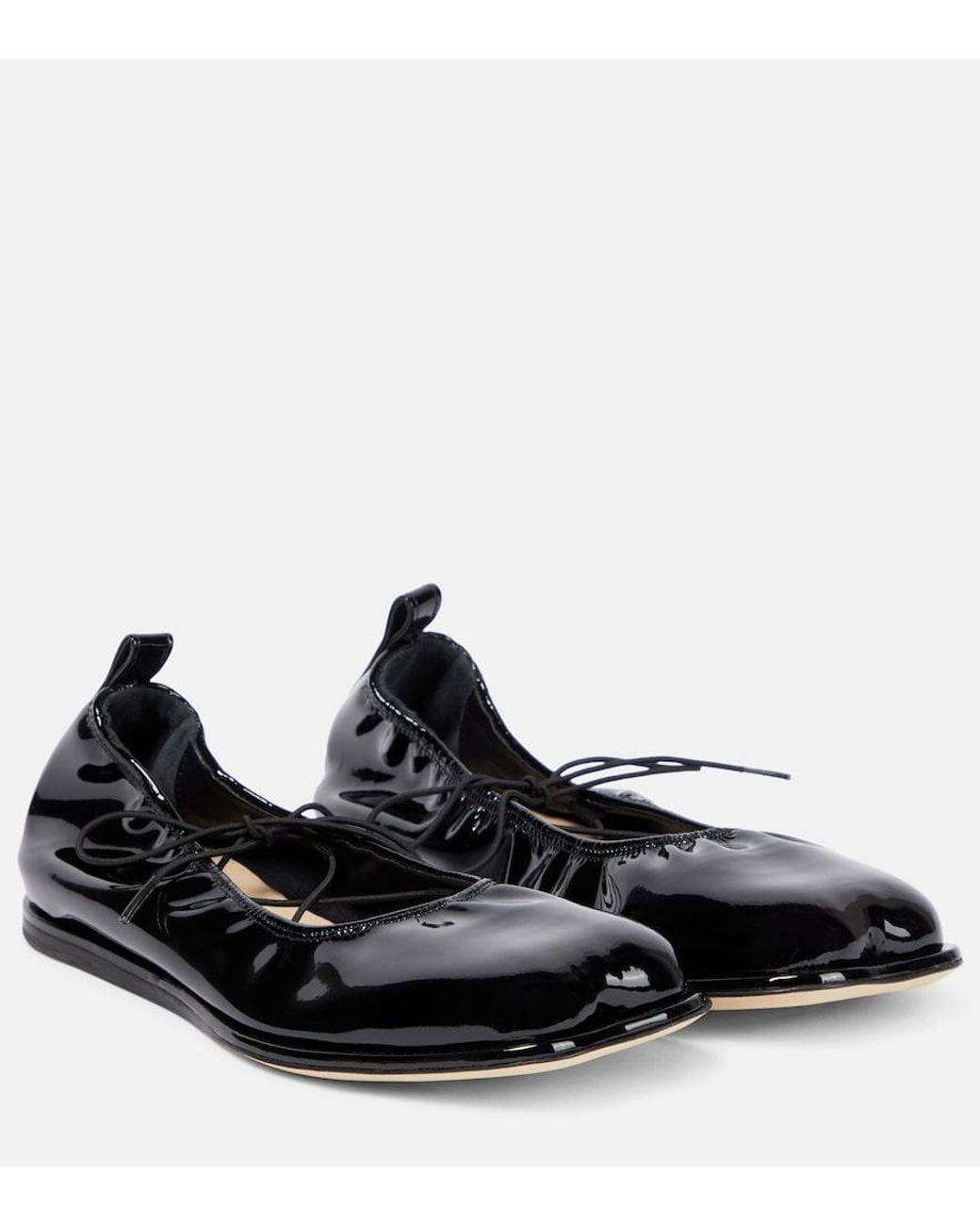 Simone Rocha Black Patent Leather Ballet Flats