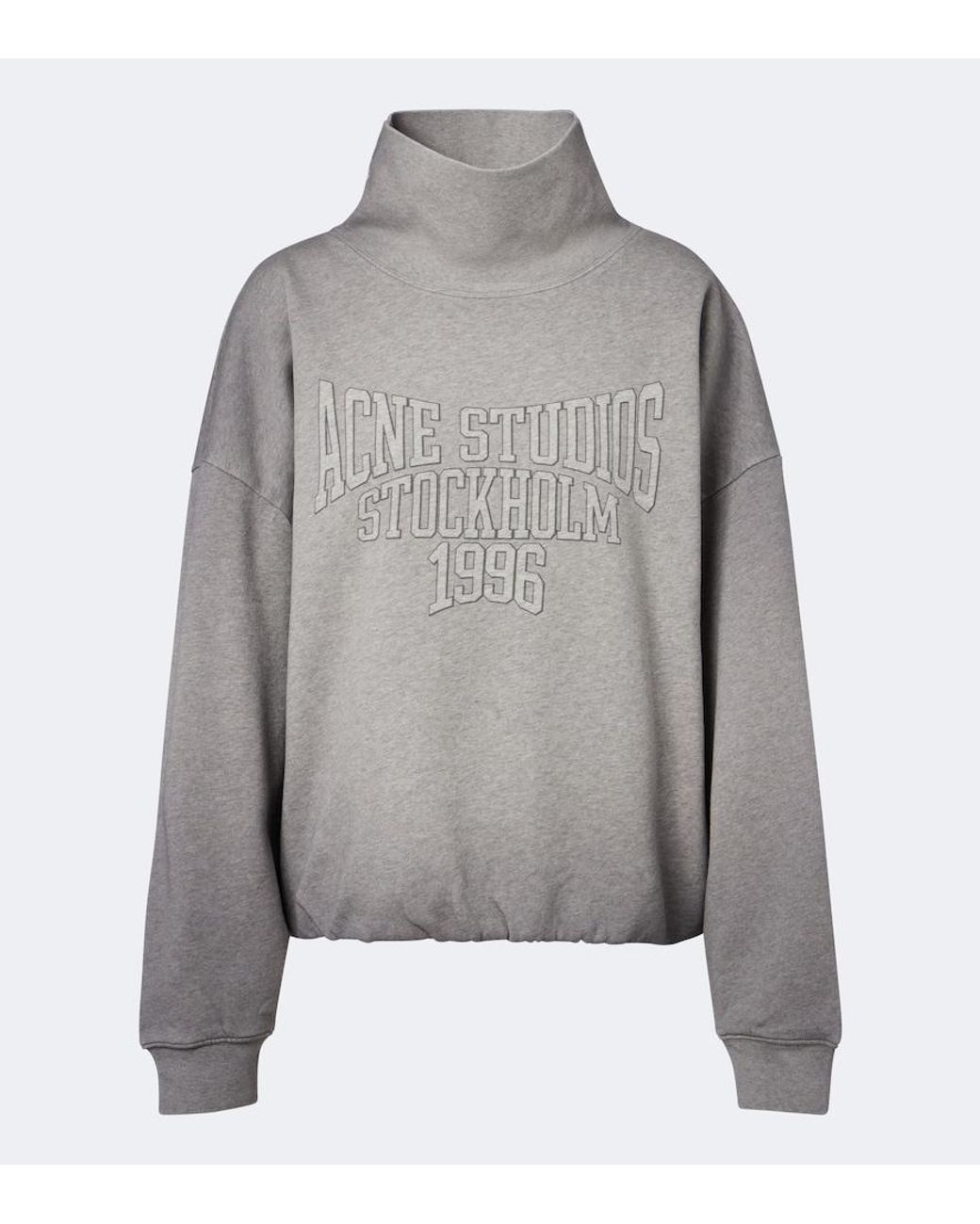 Acne Gray Logo Cotton Fleece Sweatshirt