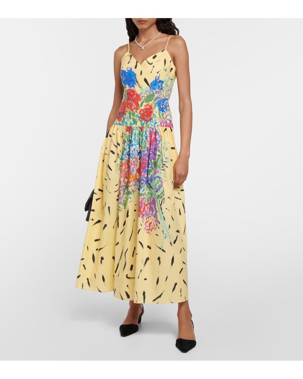Christopher Kane White Floral Cotton Midi Dress