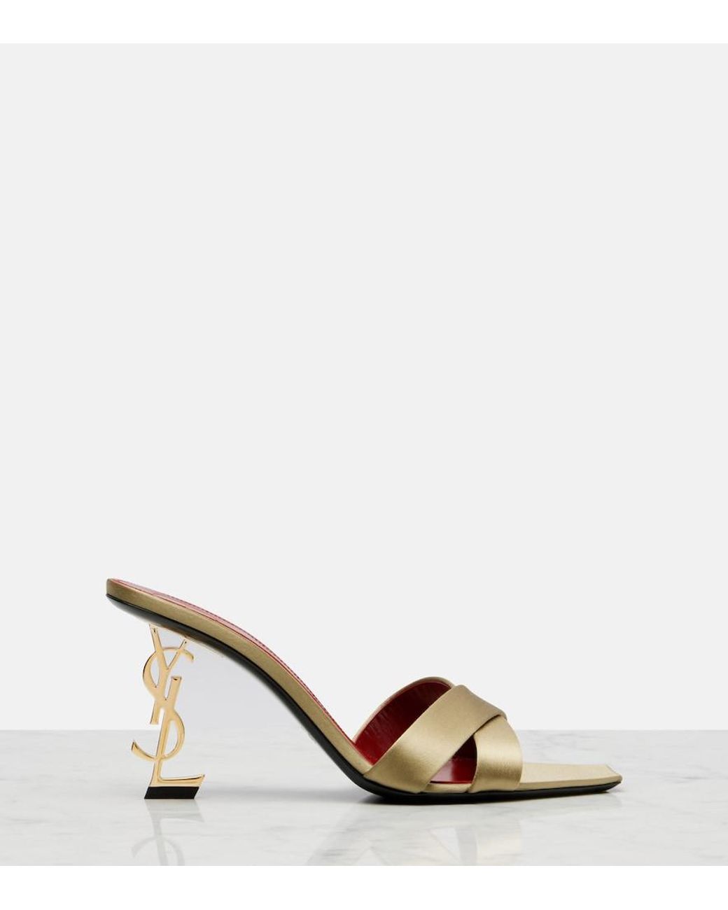 Saint Laurent Pink Opyum Crepe Satin Mules