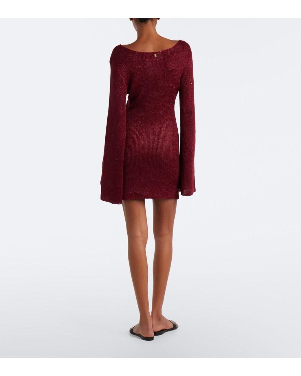 Bananhot Red Rey Sequined Knitted Minidress