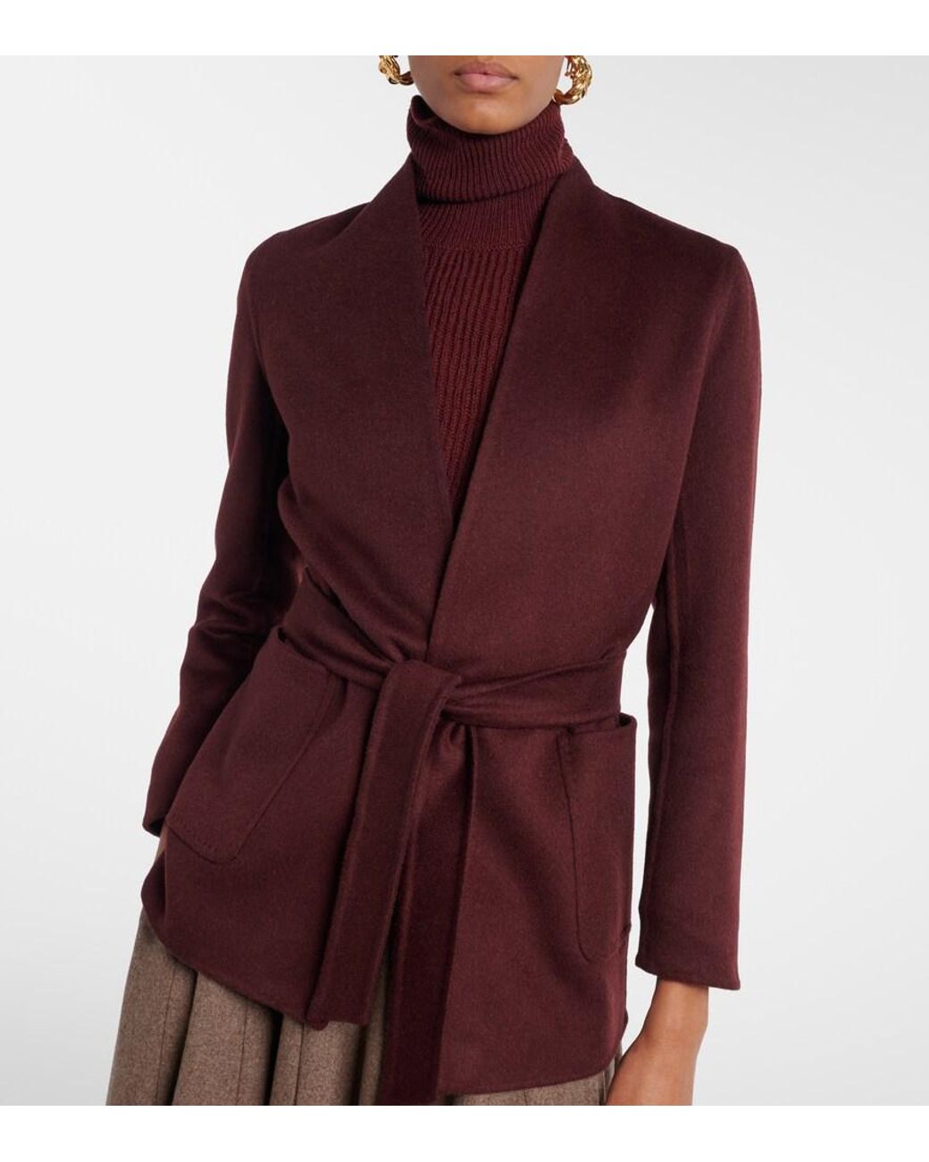 Max Mara Purple Harold Camel Hair Wrap Coat