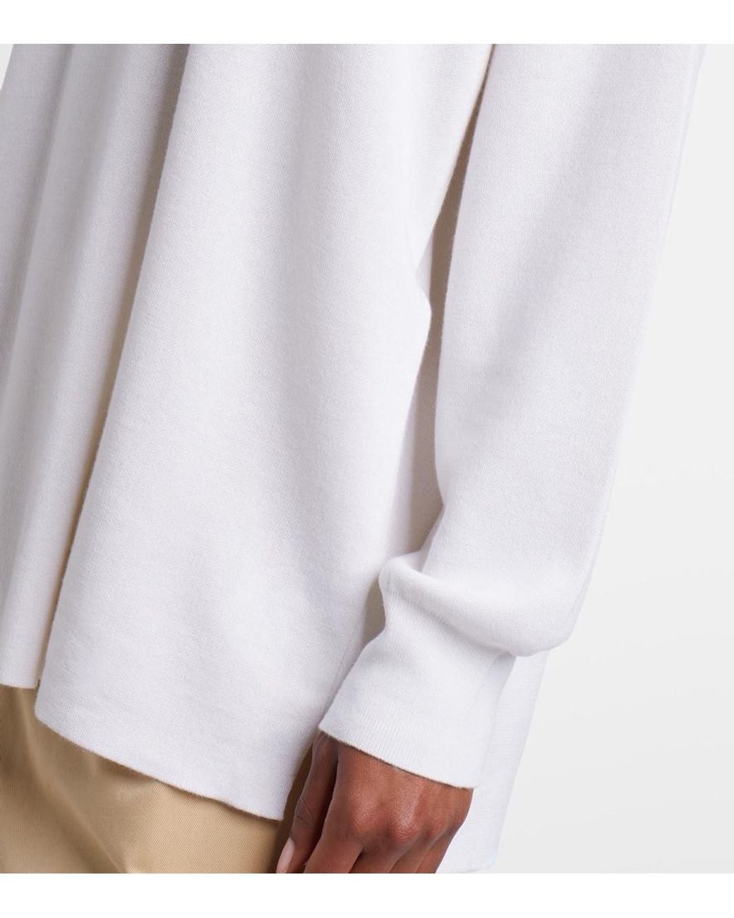 Loewe White Double L Cashmere Blend Polo Sweater