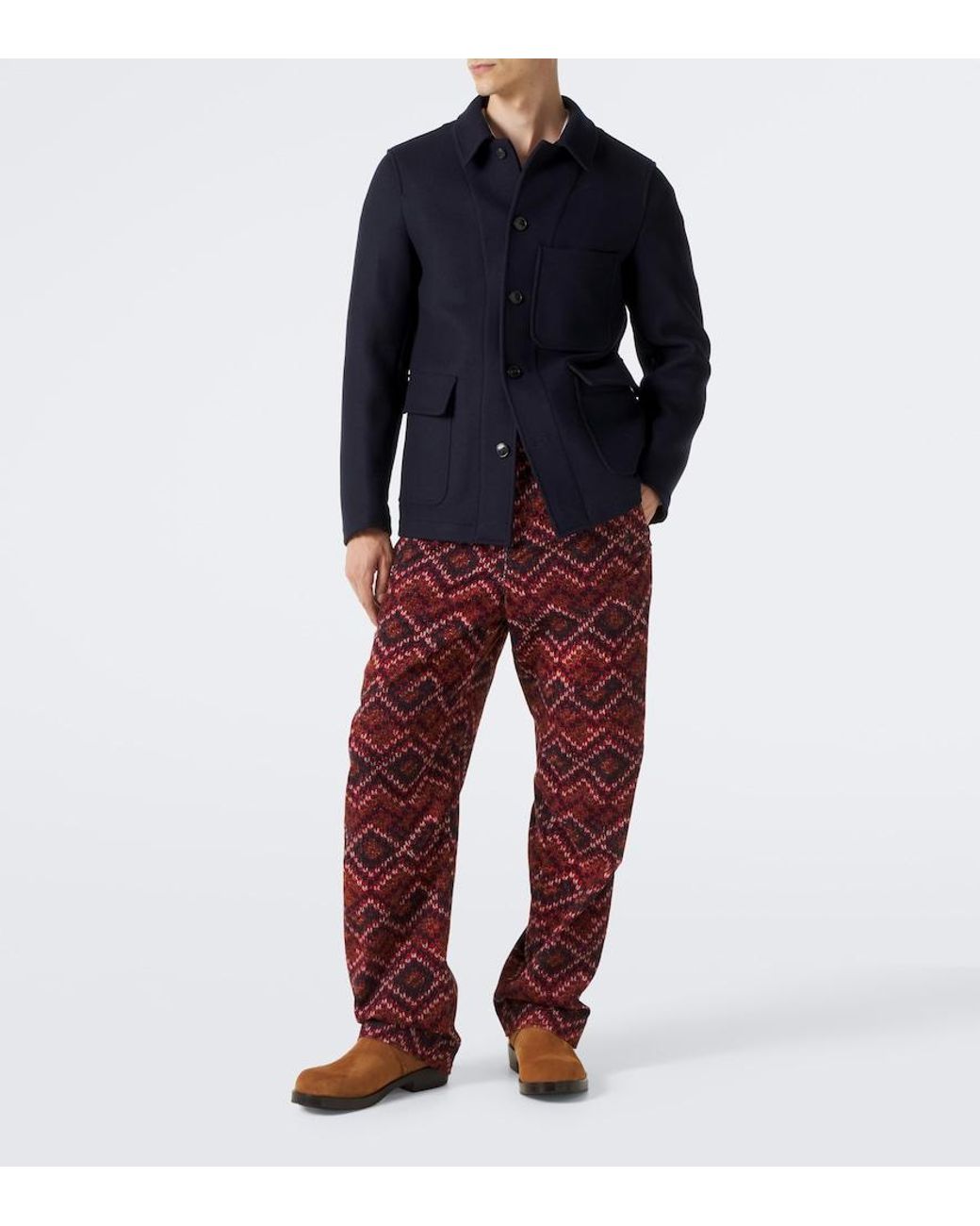 Dries Van Noten Blue Wool-Blend Jacket for men