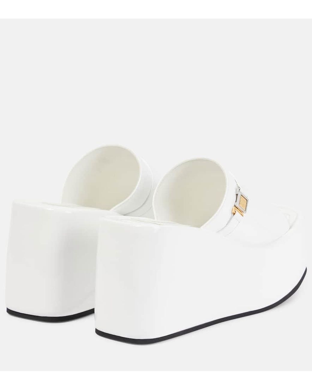 NODALETO White Plateau-Pantoletten Bulla Yelena Aus Lackleder