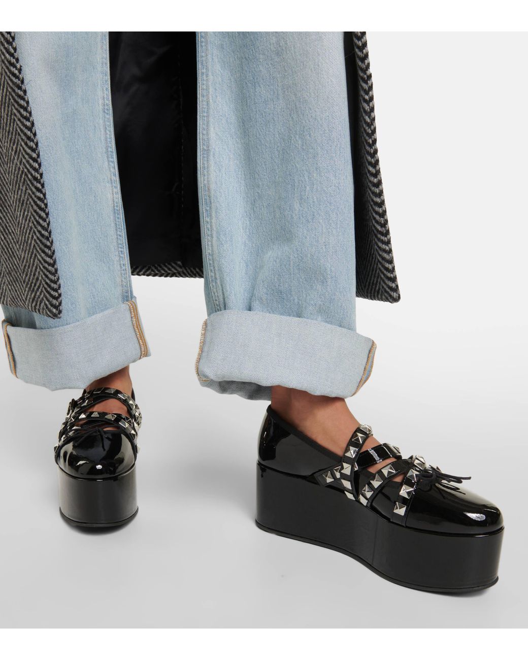Noir Kei Ninomiya X Repetto Studded Platform Flats in Black