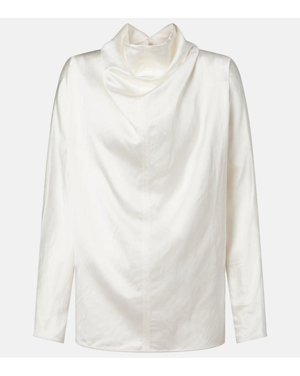 Totême White Draped Satin Blouse