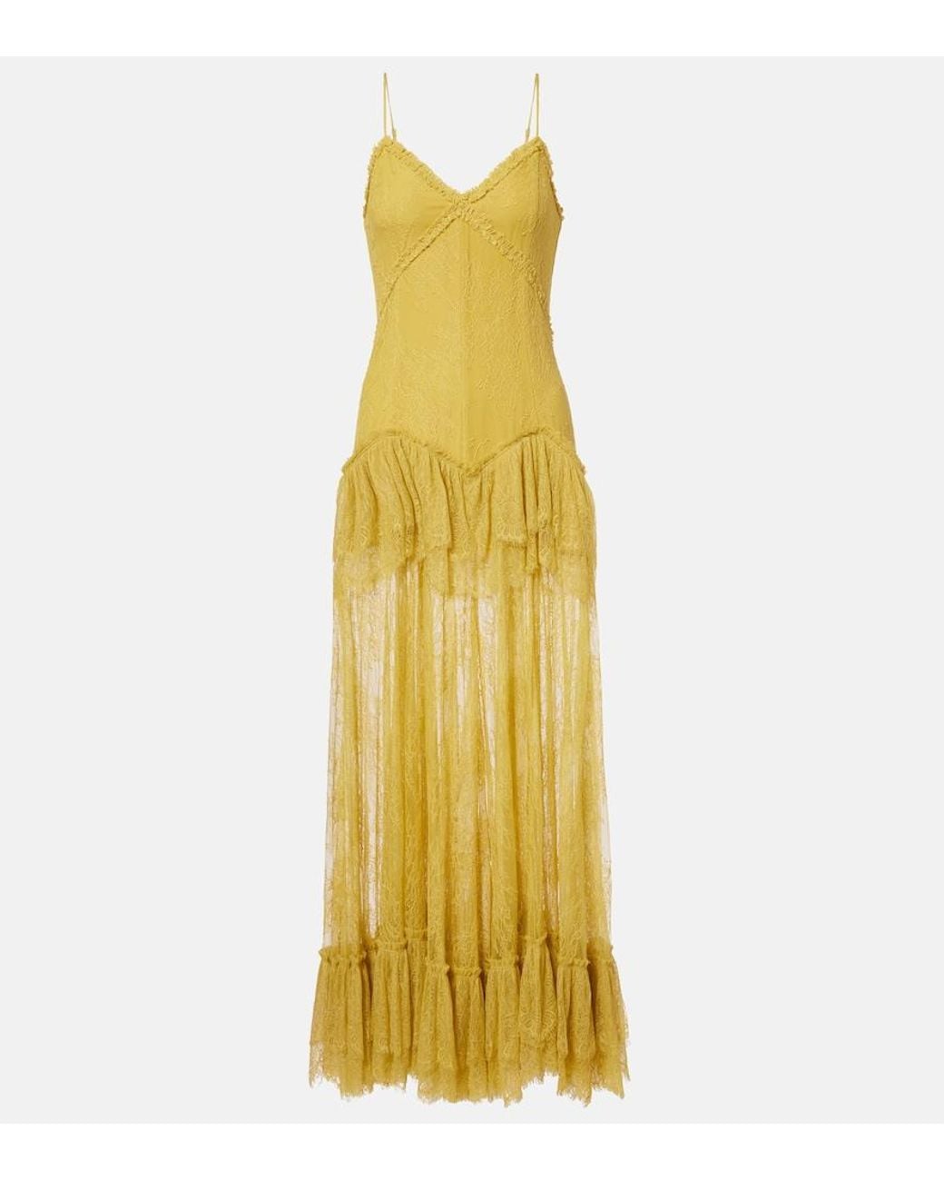 De La Vali Yellow Kala Lace Maxi Dress