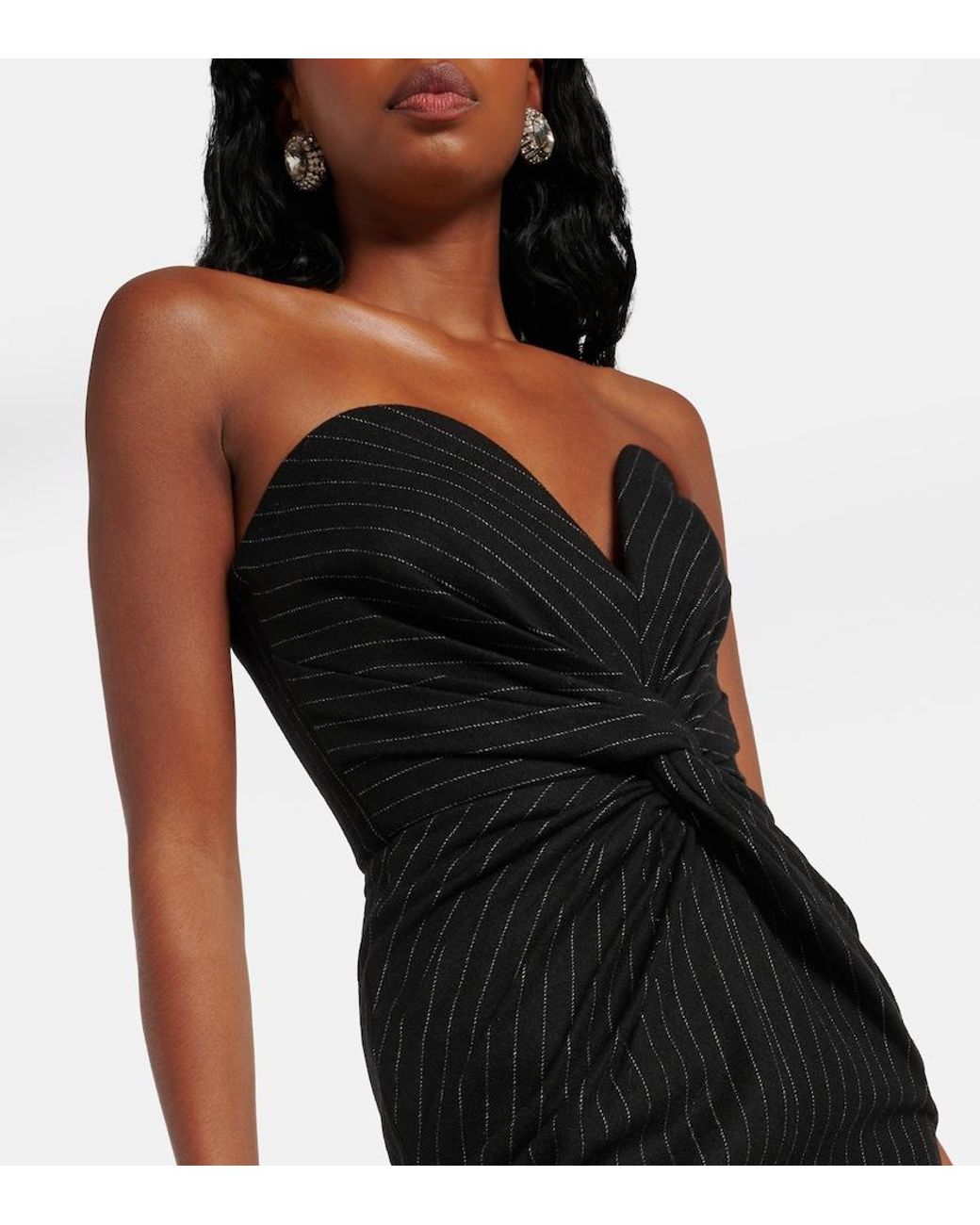 Alex Perry Black Pinstripe Strapless Minidress