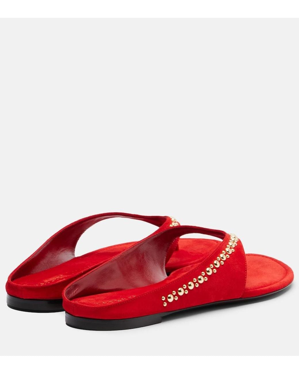 Herbert Levine Red Sunkissed Studded Suede Thong Sandals