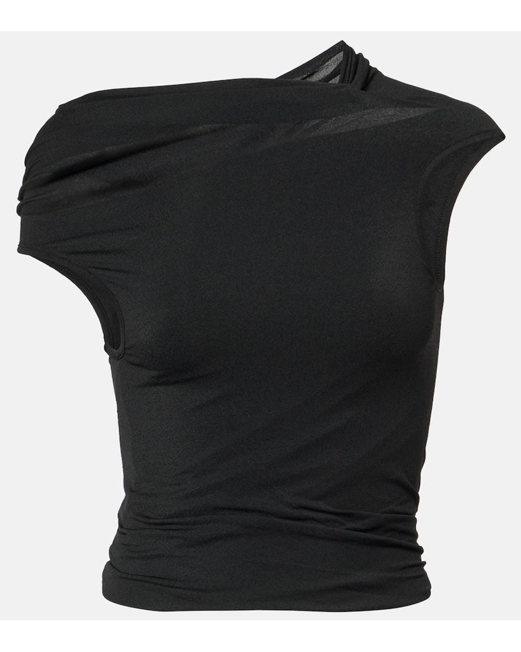 Rick Owens Black Draped Jersey Minidress