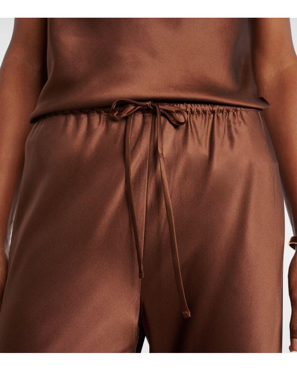 Veronica Beard Brown Billie Silk-Blend Straight Pants