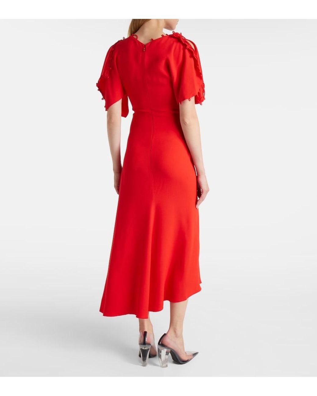 Victoria Beckham Red Asymmetric Draped Maxi Dress