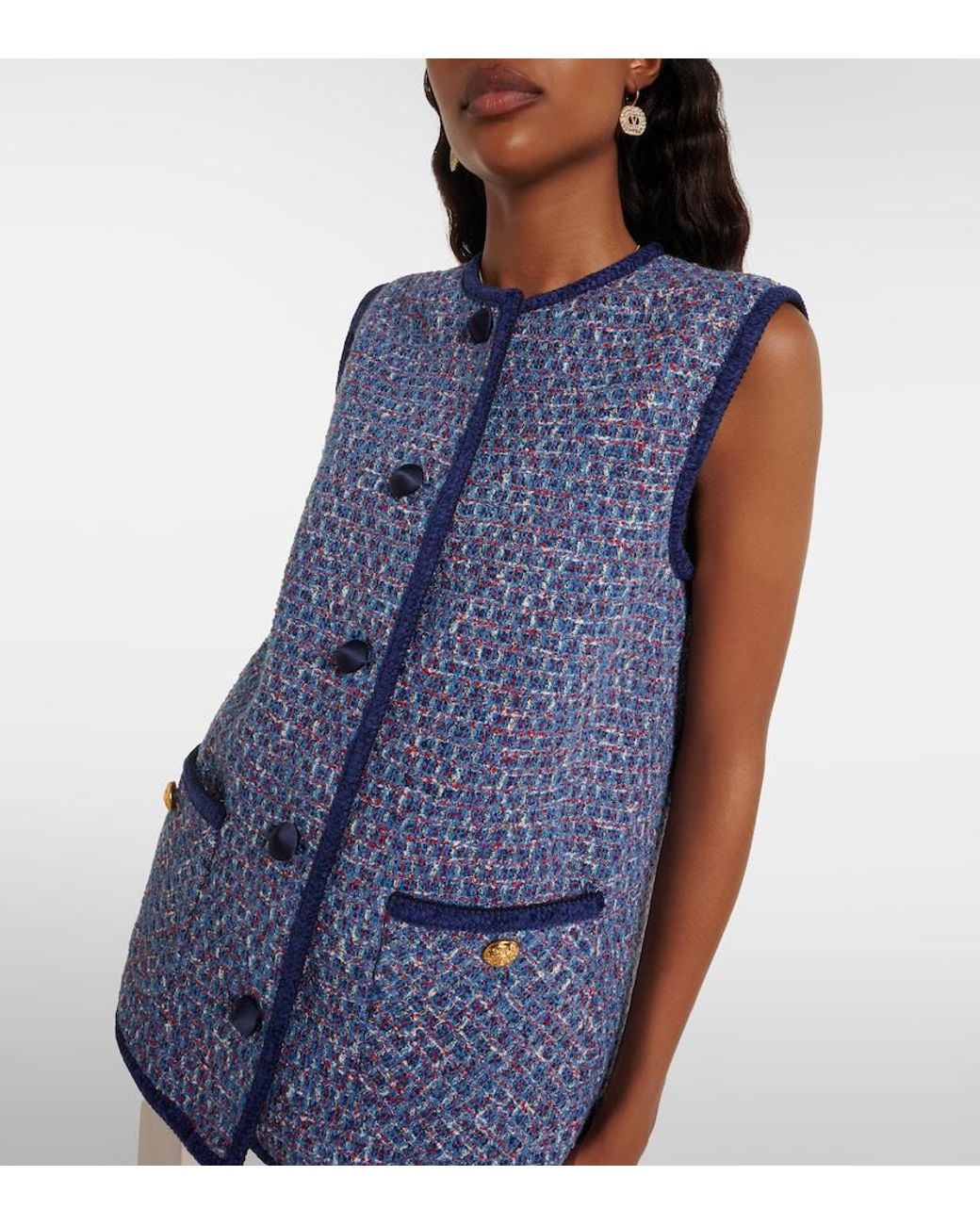 Valentino Garavani Blue Tweed Vest