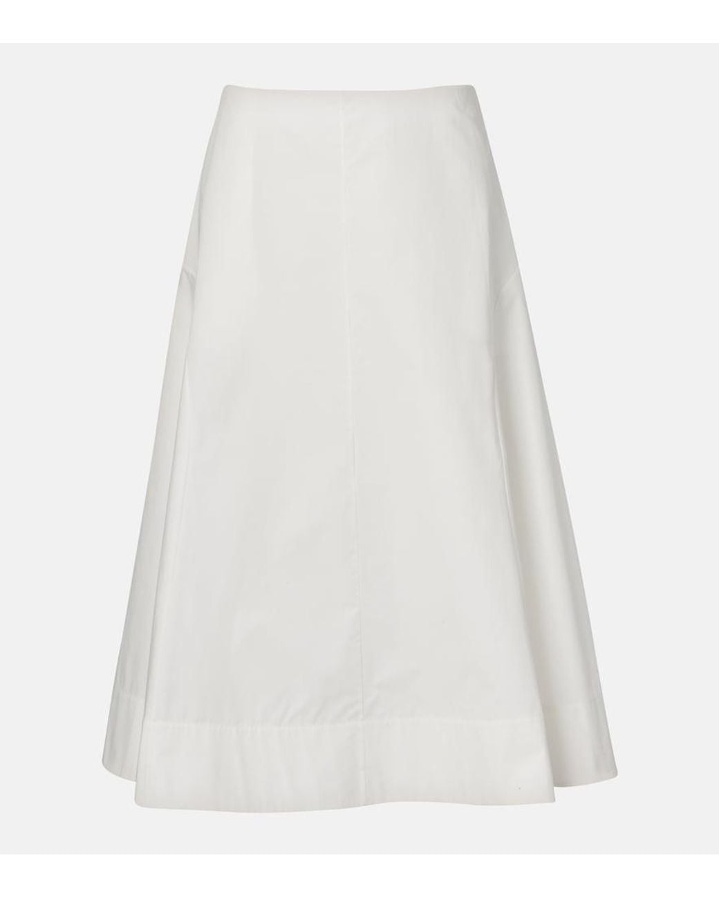 Khaite White Artin Cotton Midi Skirt