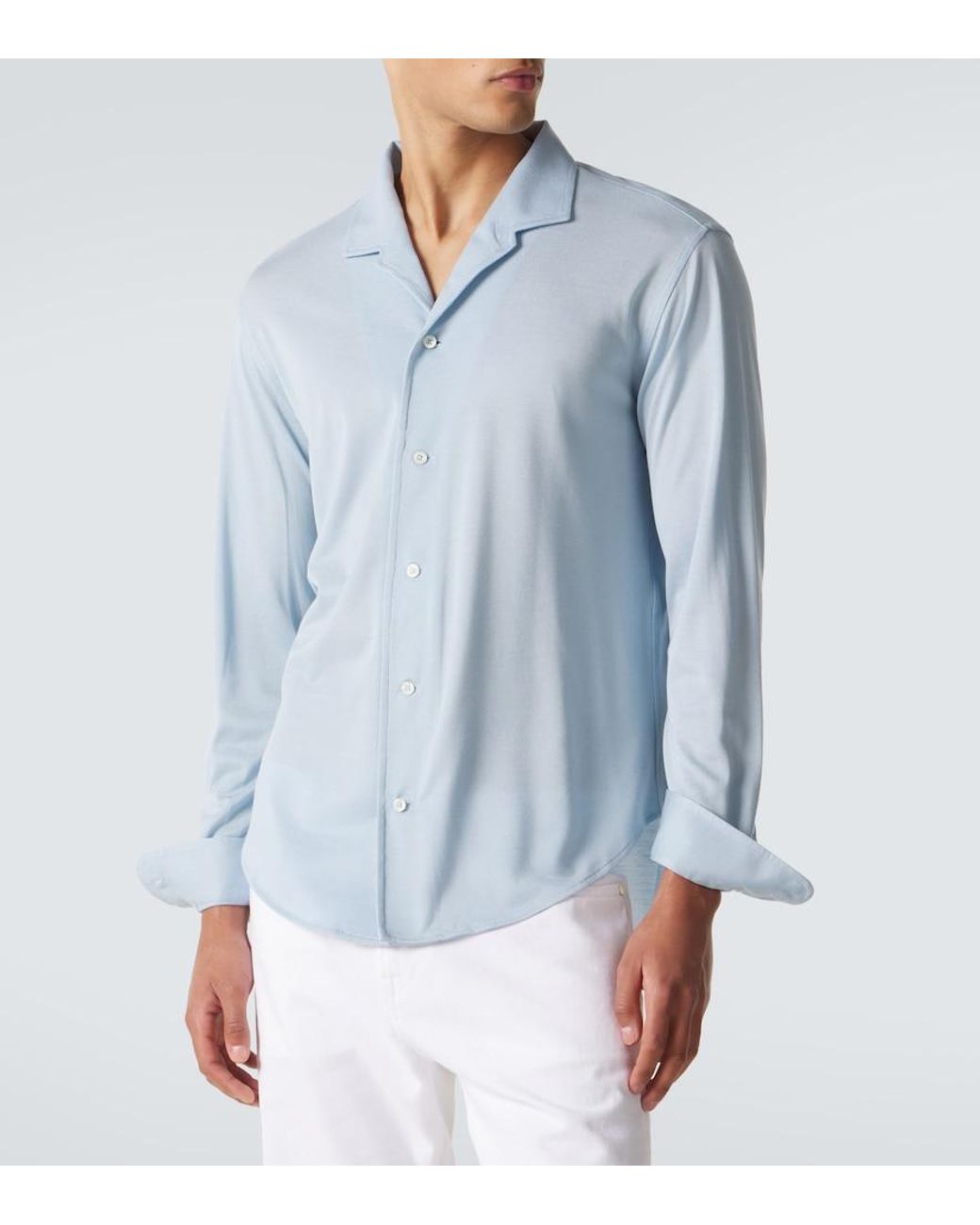 Umit Benan Blue Franco Silk Shirt for men