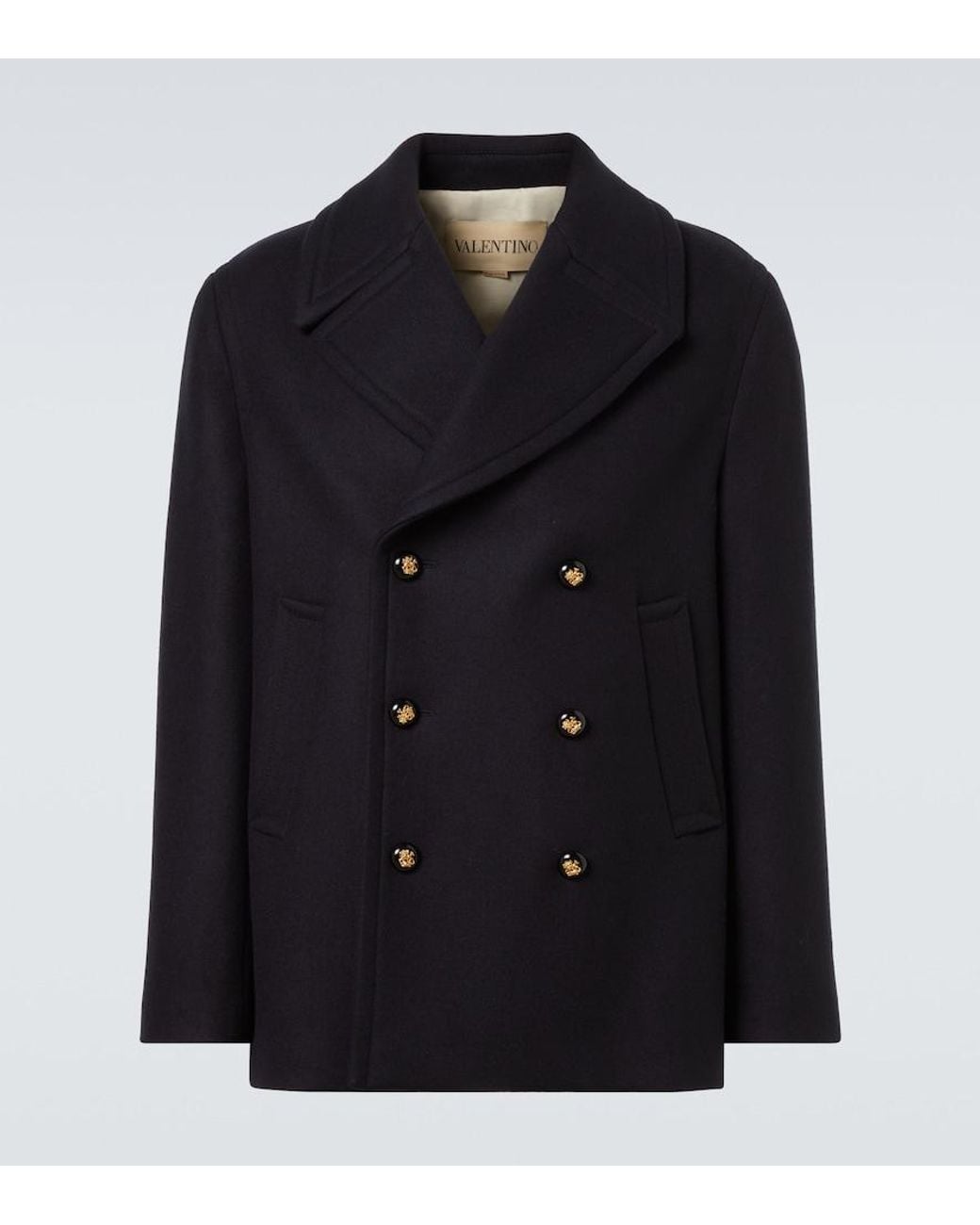 Valentino Garavani Black Double-Breasted Virgin Wool Jacket for men