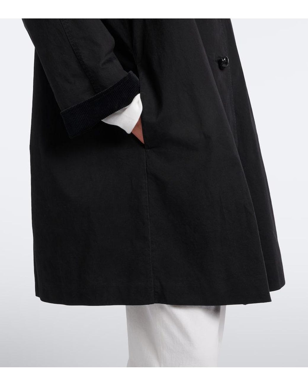 The Row Black Ina Cotton Gabardine Coat