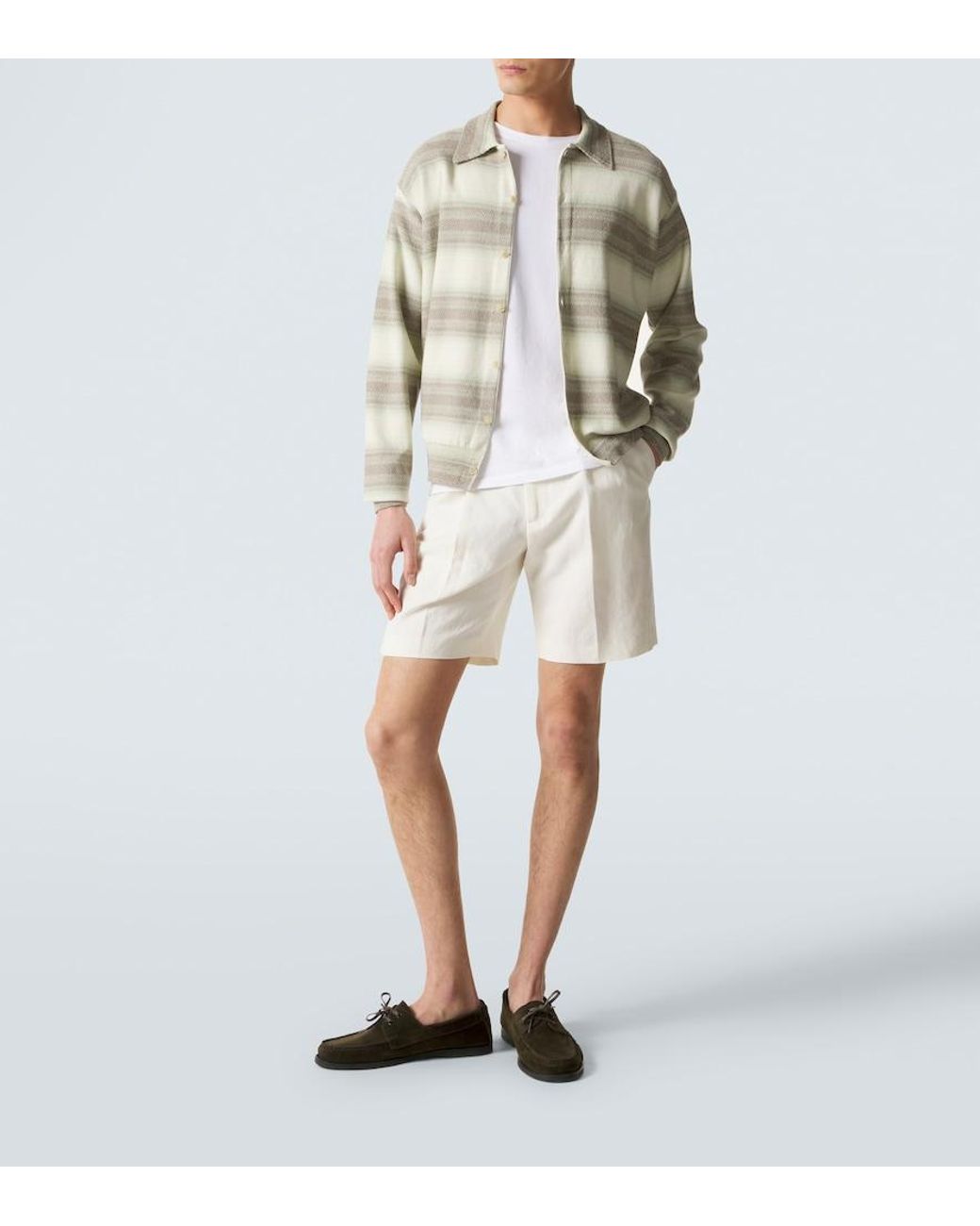 Auralee Gray Striped Cotton And Silk Cardigan for men