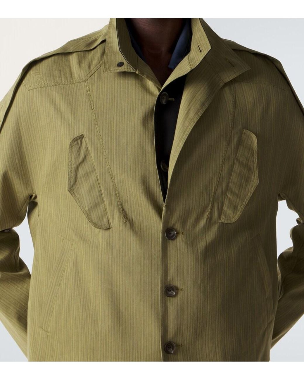 Kiko Kostadinov Green Egreta Stiped Cotton-Blend Jacket for men