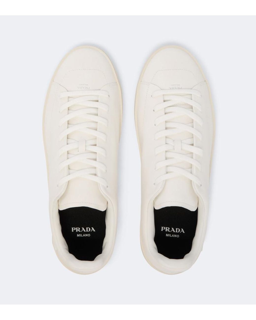 Prada White Court Leather Sneakers for men