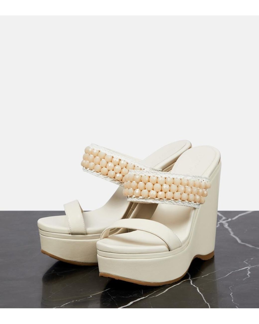 Jimmy Choo White Amoure Wedge 130 Leather Sandals