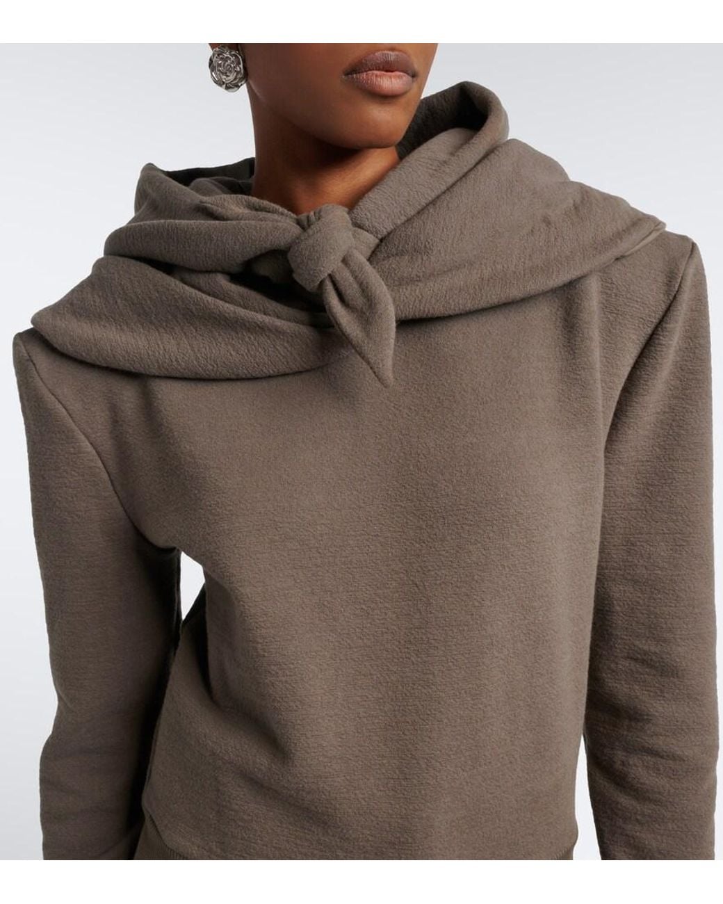 Magda Butrym Gray Cotton-Blend Jersey Hoodie