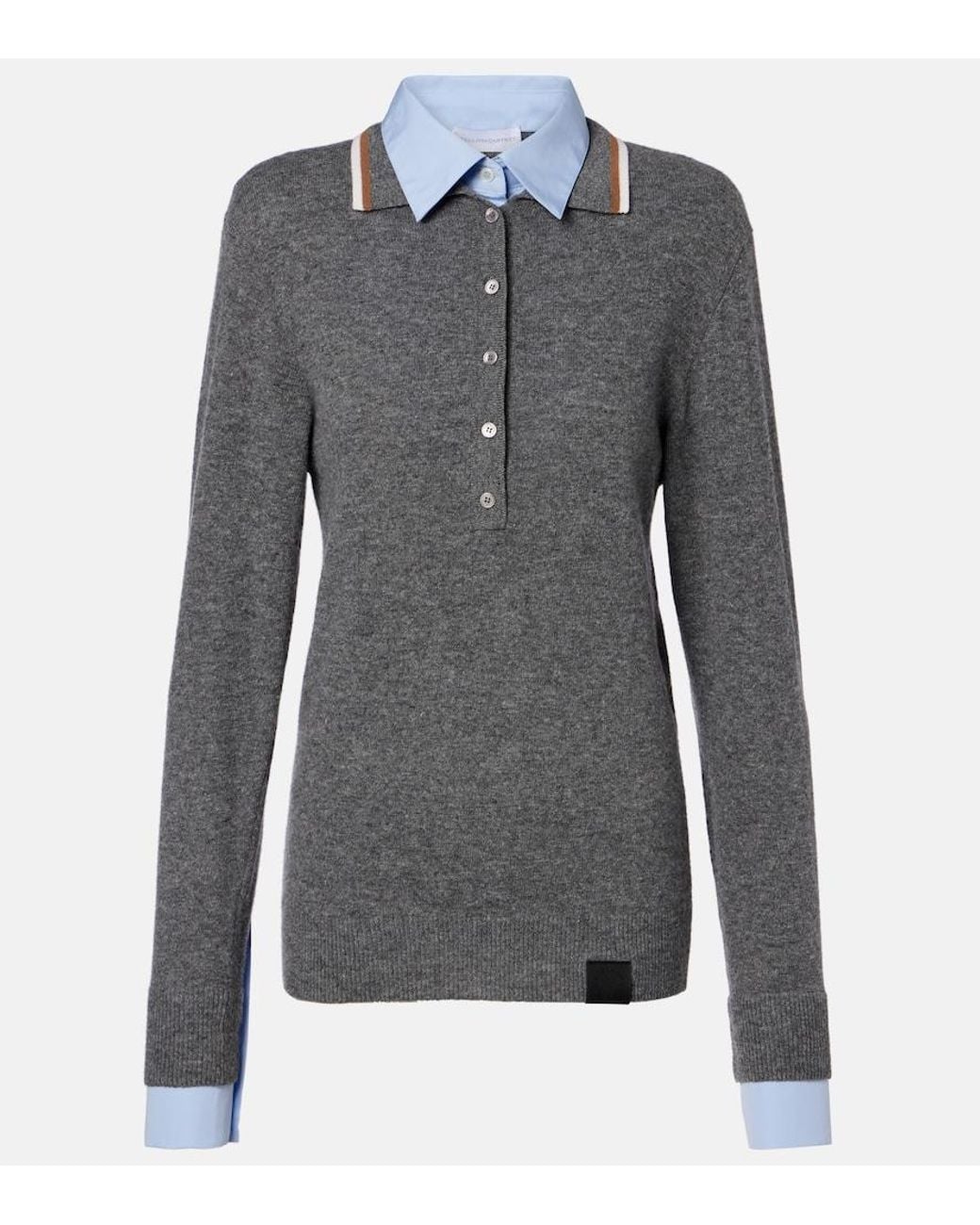 Stella McCartney Gray Layered Virgin Wool Polo Sweater